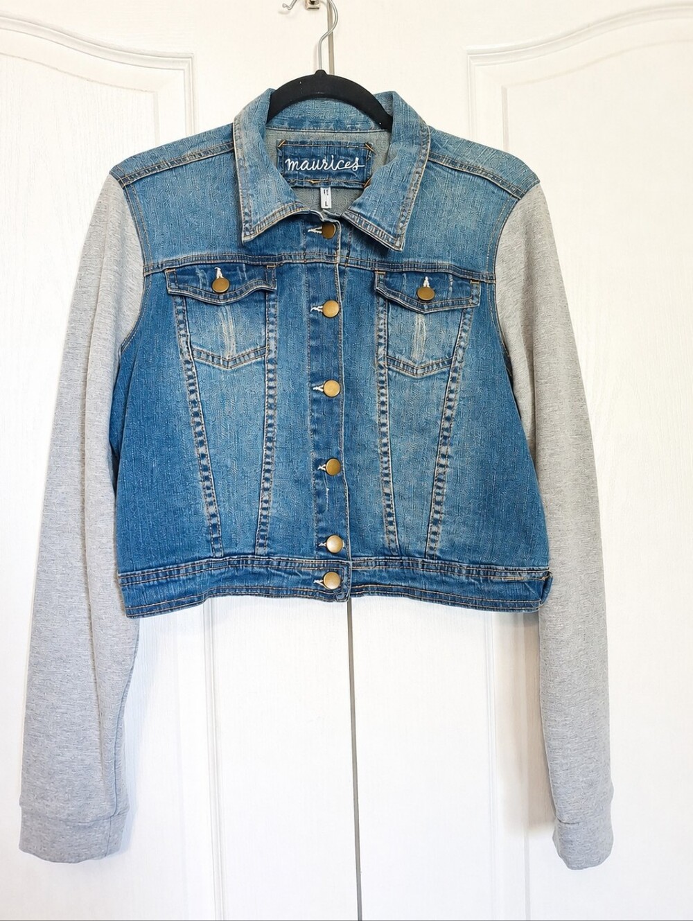 NWT Y2K Womens Denim/Jean  & Knit Sleeve Jacket – Size Large